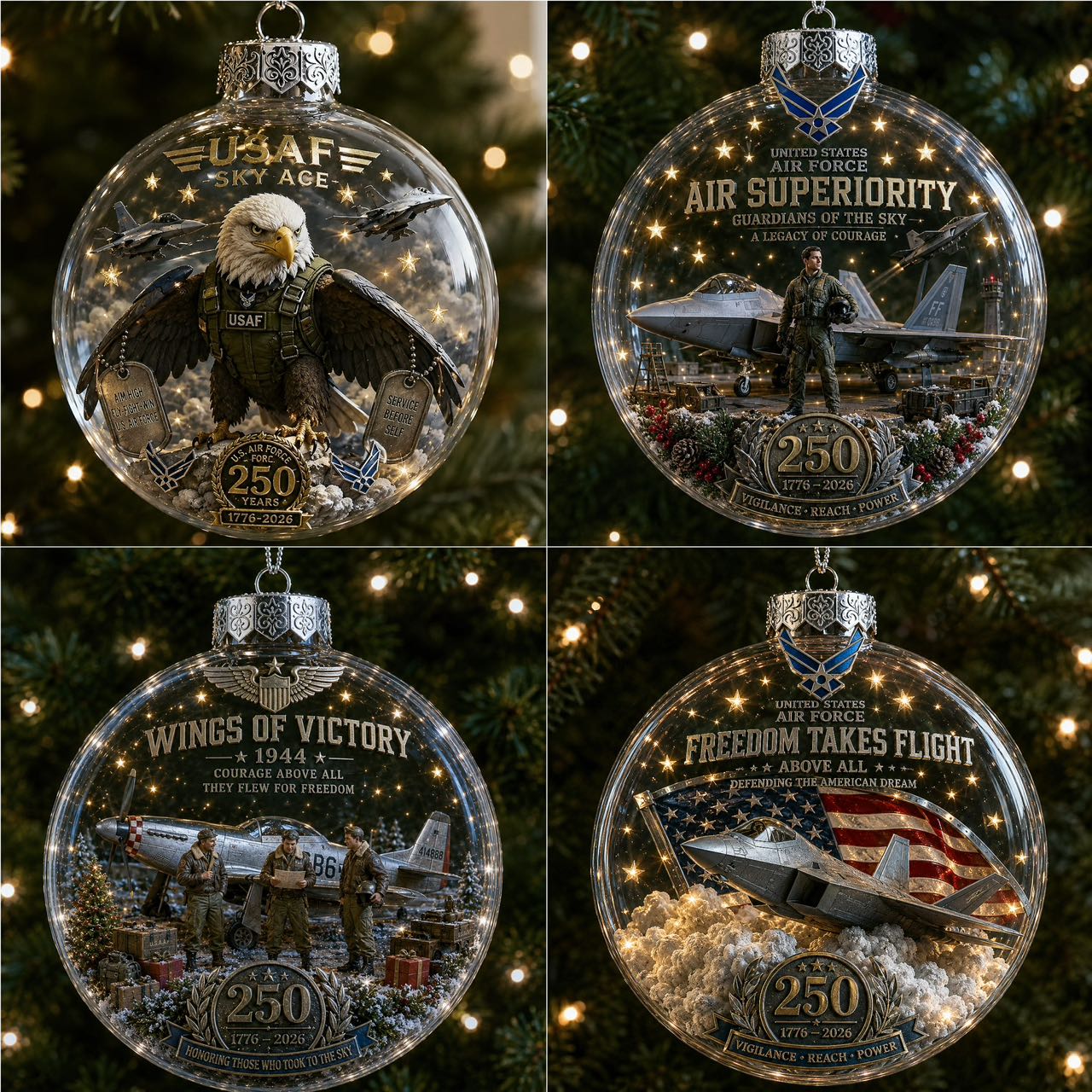 🎄 LAST DAY 75% OFF 🇺🇸 America 250th Military Legacy Light-Up Christmas Ball