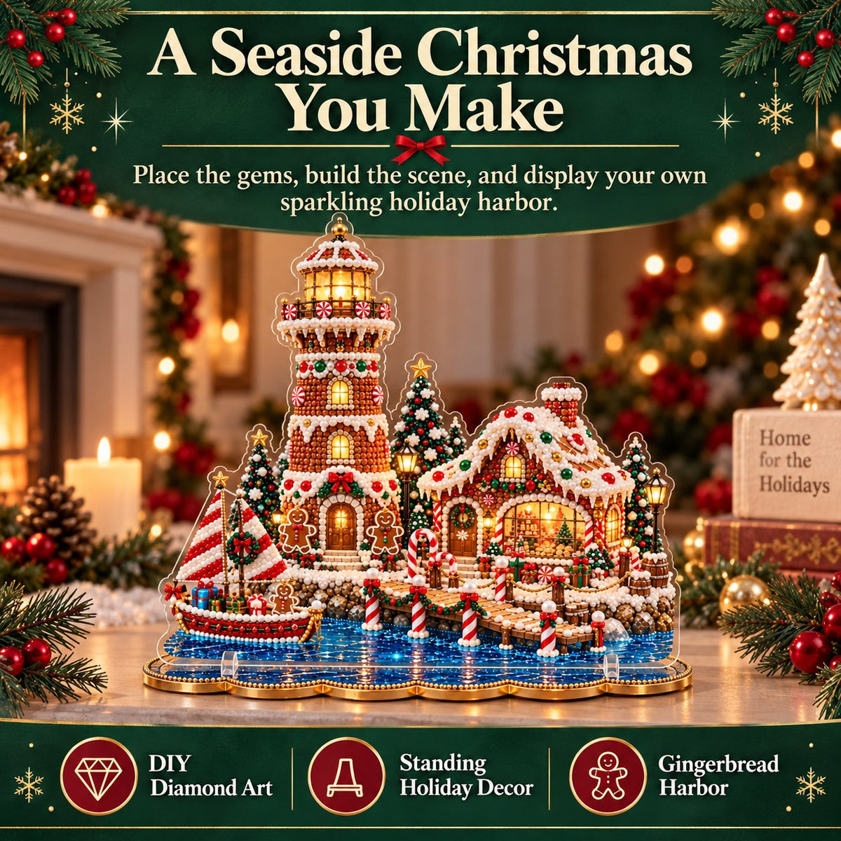 🔥Limited time 70% OFF -💎🎄Christmas Lighthouse Diamond Painting Art Kit - Create Your Own Christmas Lighthouse