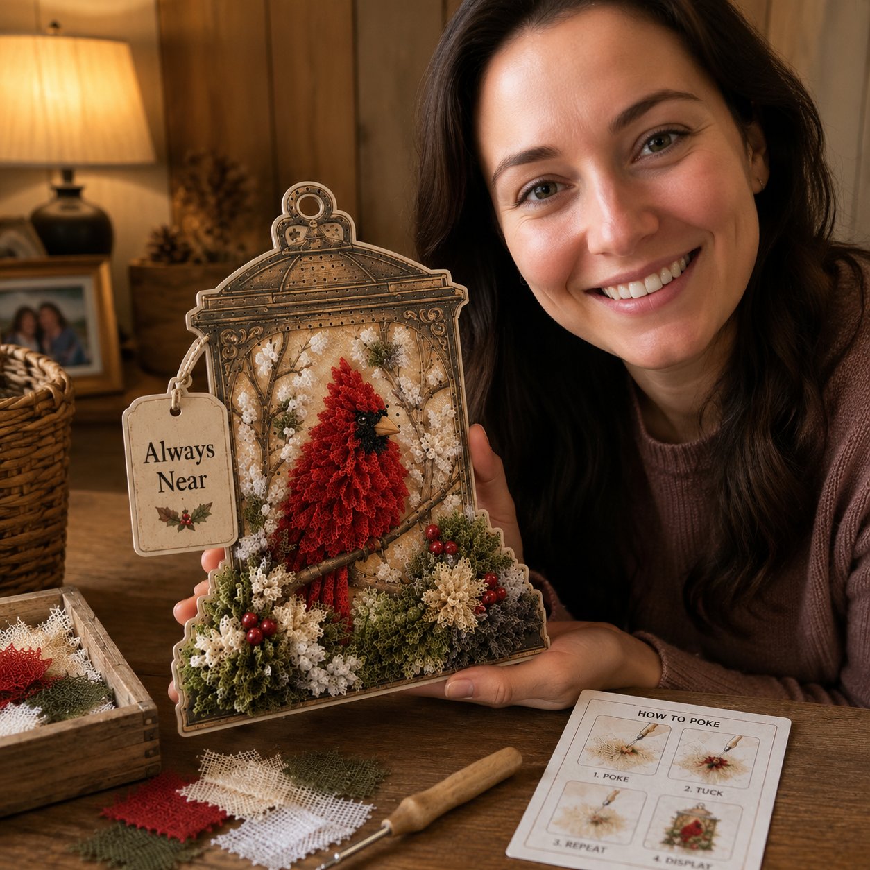 🔥 LAST DAY 70% OFF –⚡50K+ SOLD! 🕊️ Always Near 3D Fabric Poke Art Memory Lantern Kit
