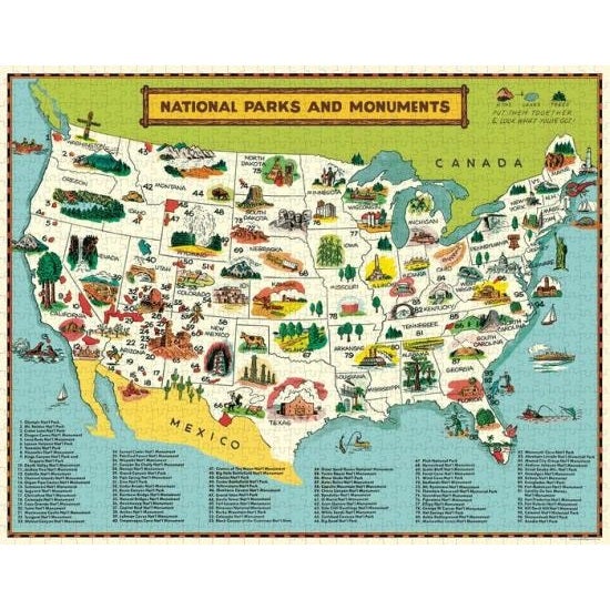 National Parks Map - 1000 Pieces Puzzle