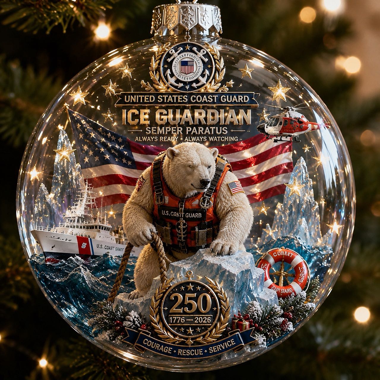 🎄 LAST DAY 75% OFF 🇺🇸 America 250th Military Legacy Light-Up Christmas Ball