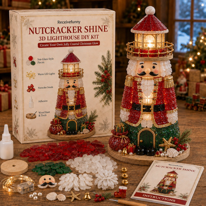 🎄Beginner-Friendly DIY Lighted Christmas Character Sea Glass-Style Lighthouse Kit Collection | Complete Kit with Sea Glass-Style Pieces, LED Lights & Step-by-Step Guide Included 💕