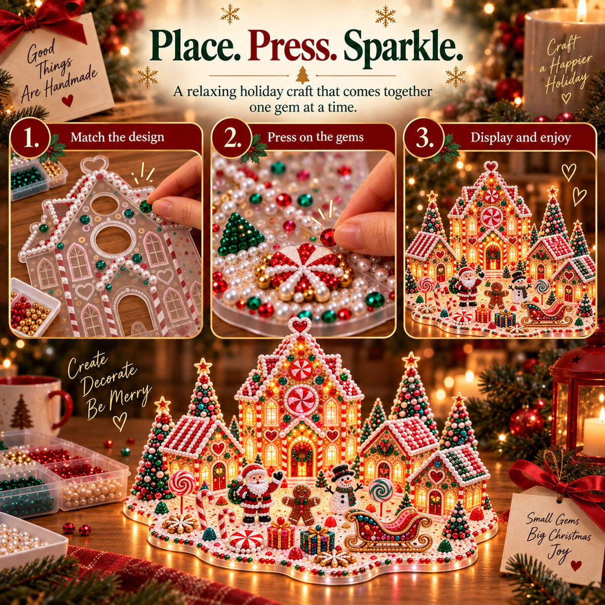 🔥 Limited Time 70% OFF – ✨🔥Magical Christmas Village 3D Gem Art DIY Kit