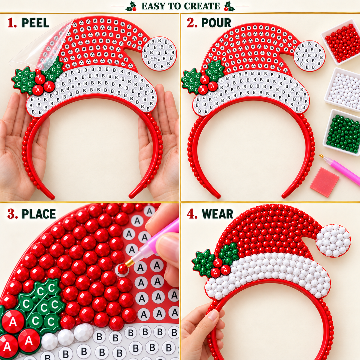 ✨ Christmas Sparkle Diamond Painting Headband Kit