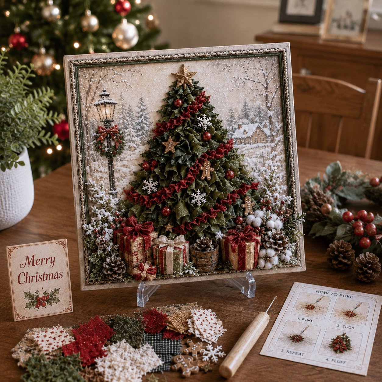 🔥 LAST DAY 50% OFF – 🎄🧵 Premium 3D Christmas Fabric Poke Art Kit