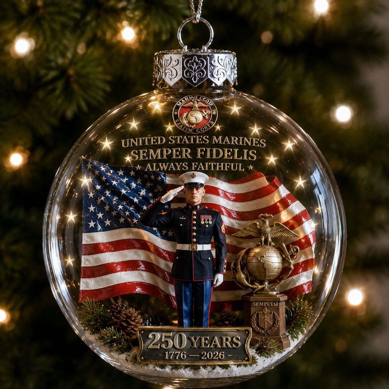🎄 LAST DAY 75% OFF 🇺🇸 America 250th Military Legacy Light-Up Christmas Ball