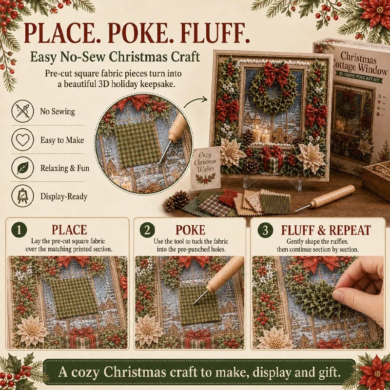 🔥 LAST DAY 50% OFF – 🎄🧵 Premium 3D Christmas Fabric Poke Art Kit