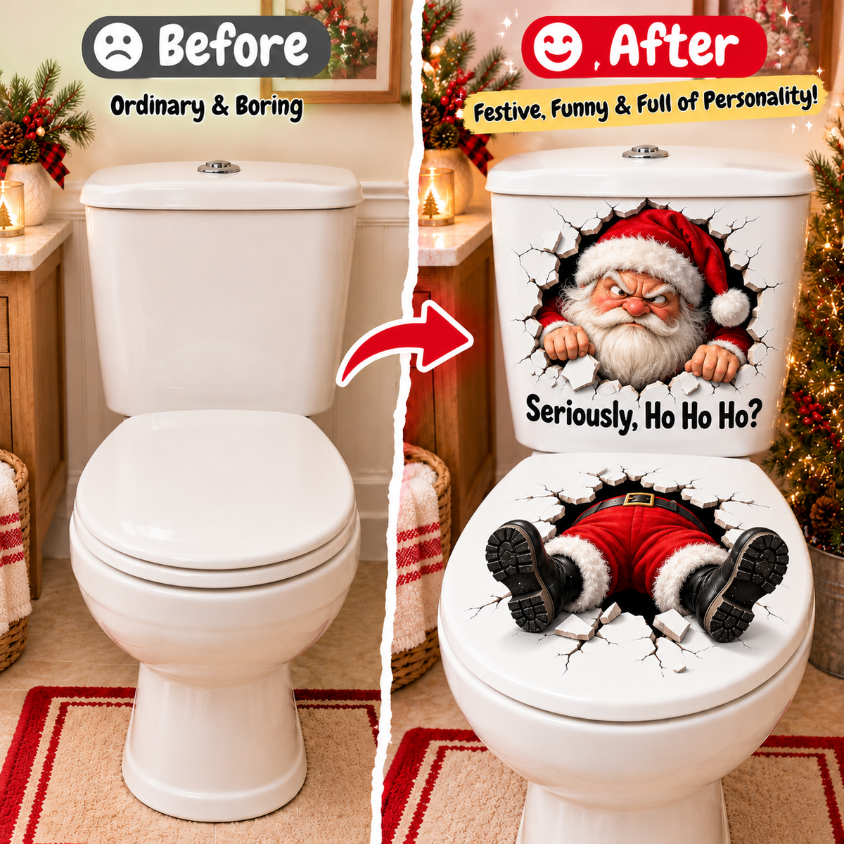 🔥Limited time 49% OFF -🚽🎅 Funny Christmas 3D Illusion Toilet Stickers – The Ultimate Holiday Bathroom Prank!😂
