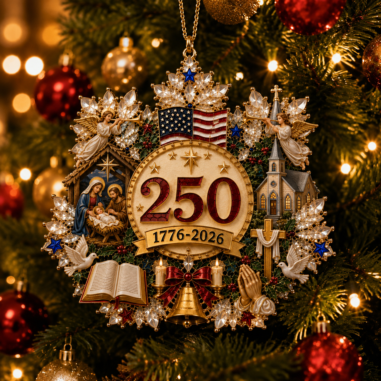 🔥LAST DAY 75% OFF!!🔥 America 250 Crystal Snowflake Heritage Ornament™