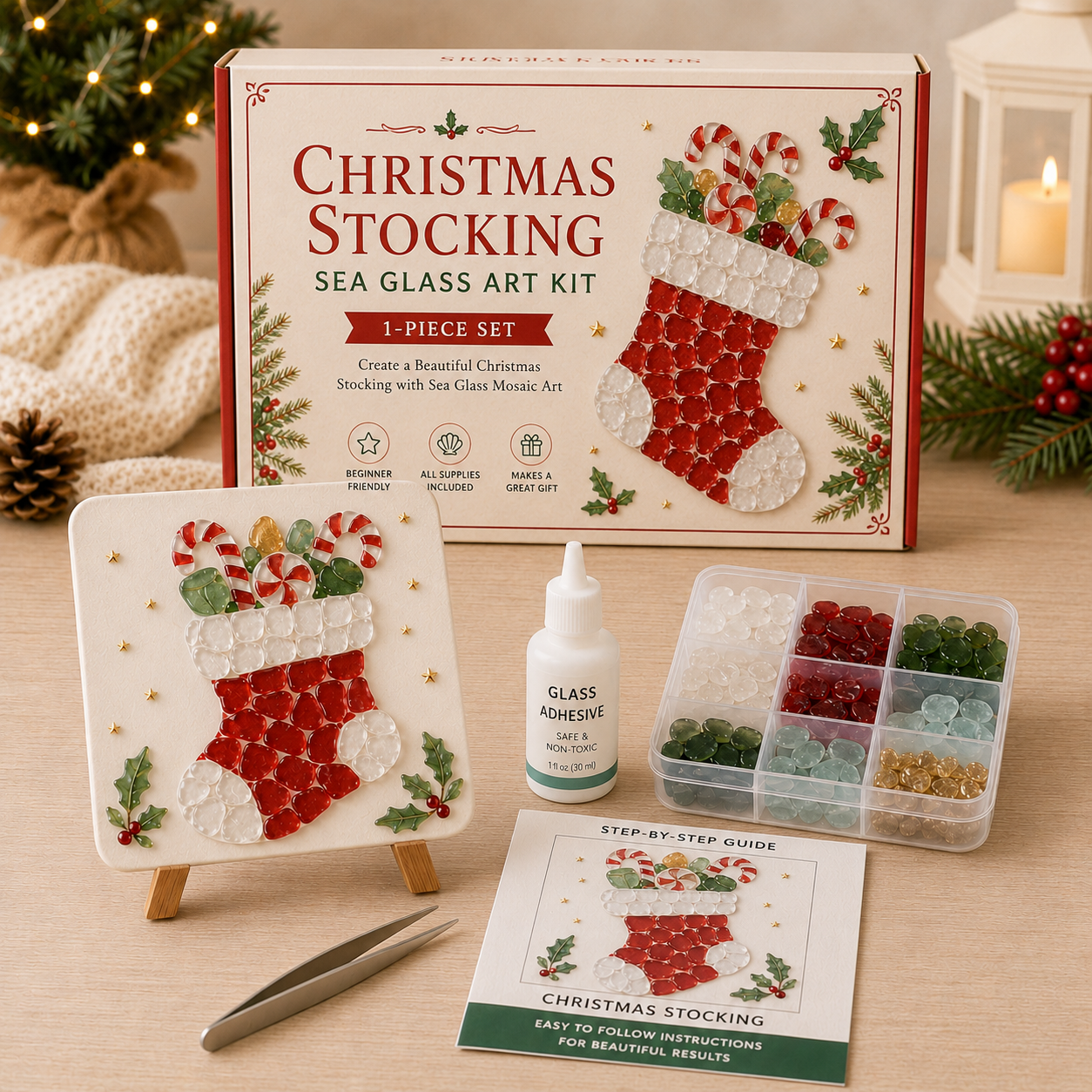 🎄 create your own magical christmas sea glass art ✨