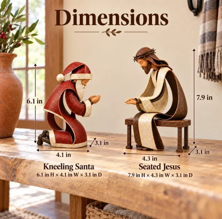 🔥Limited time 70% OFF - 🎅✝️Santa Kneeling Before  Jesus Christmas  Figurines