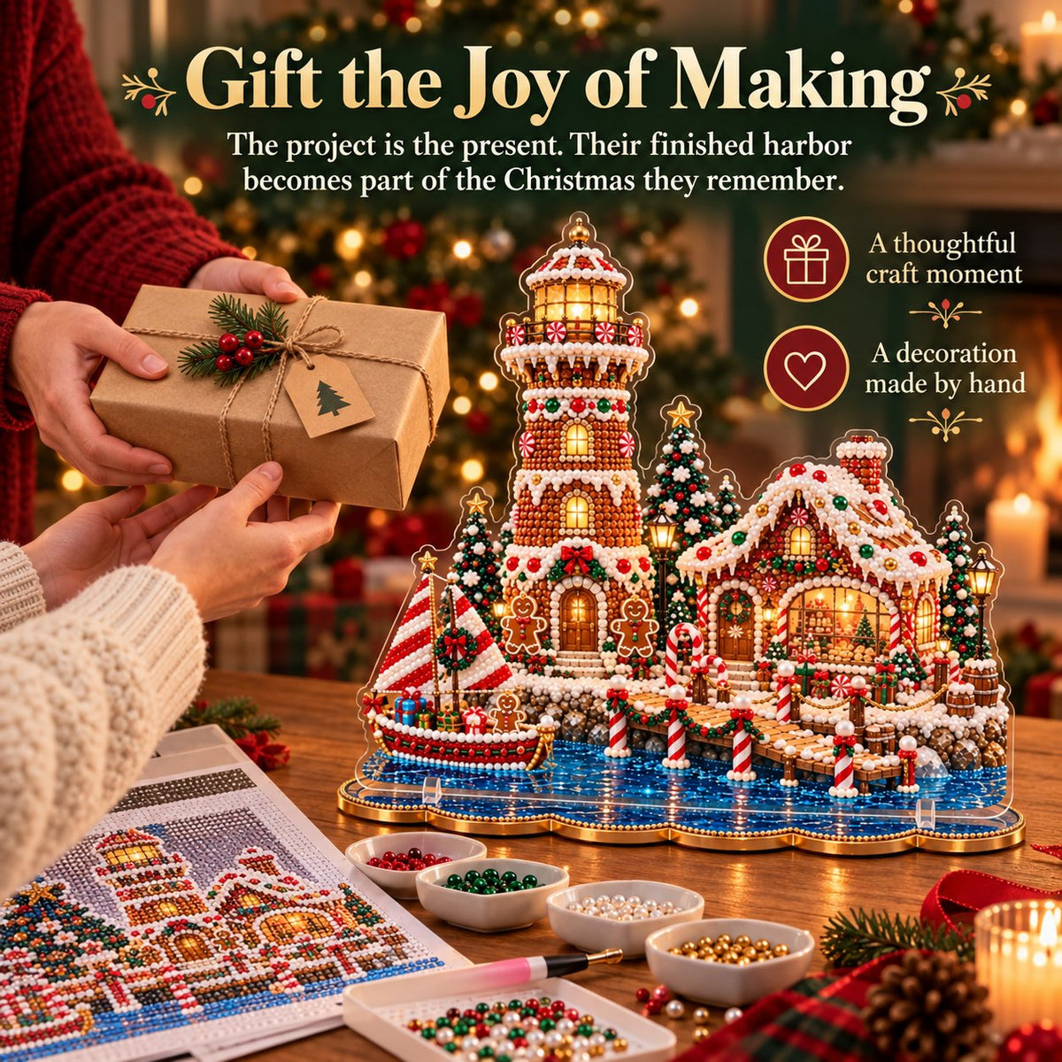 🔥Limited time 70% OFF -💎🎄Christmas Lighthouse Diamond Painting Art Kit - Create Your Own Christmas Lighthouse