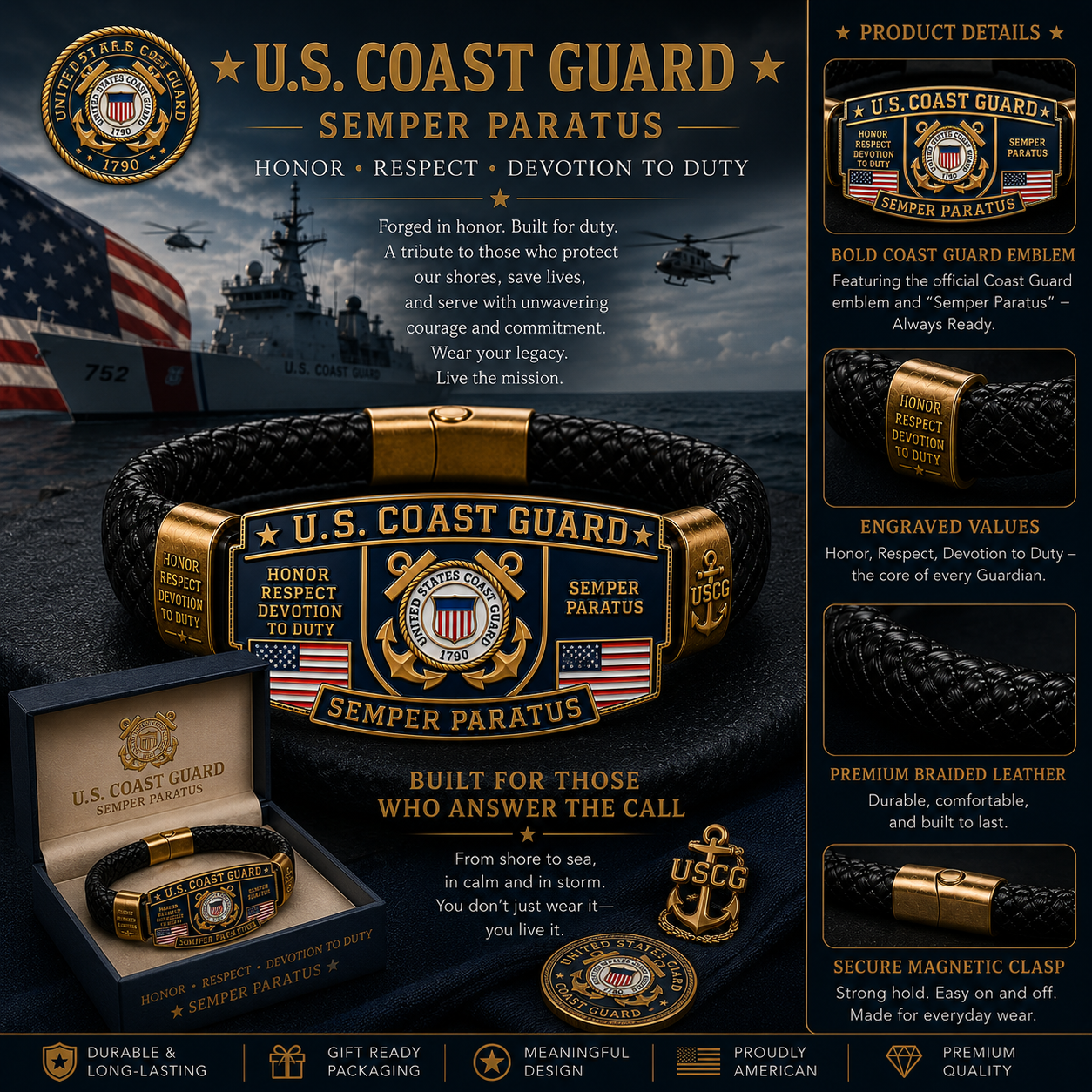⚓Last Day Promo: 70% OFF 🌊U.S. Coast Guard Semper Paratus Tribute Bracelet
