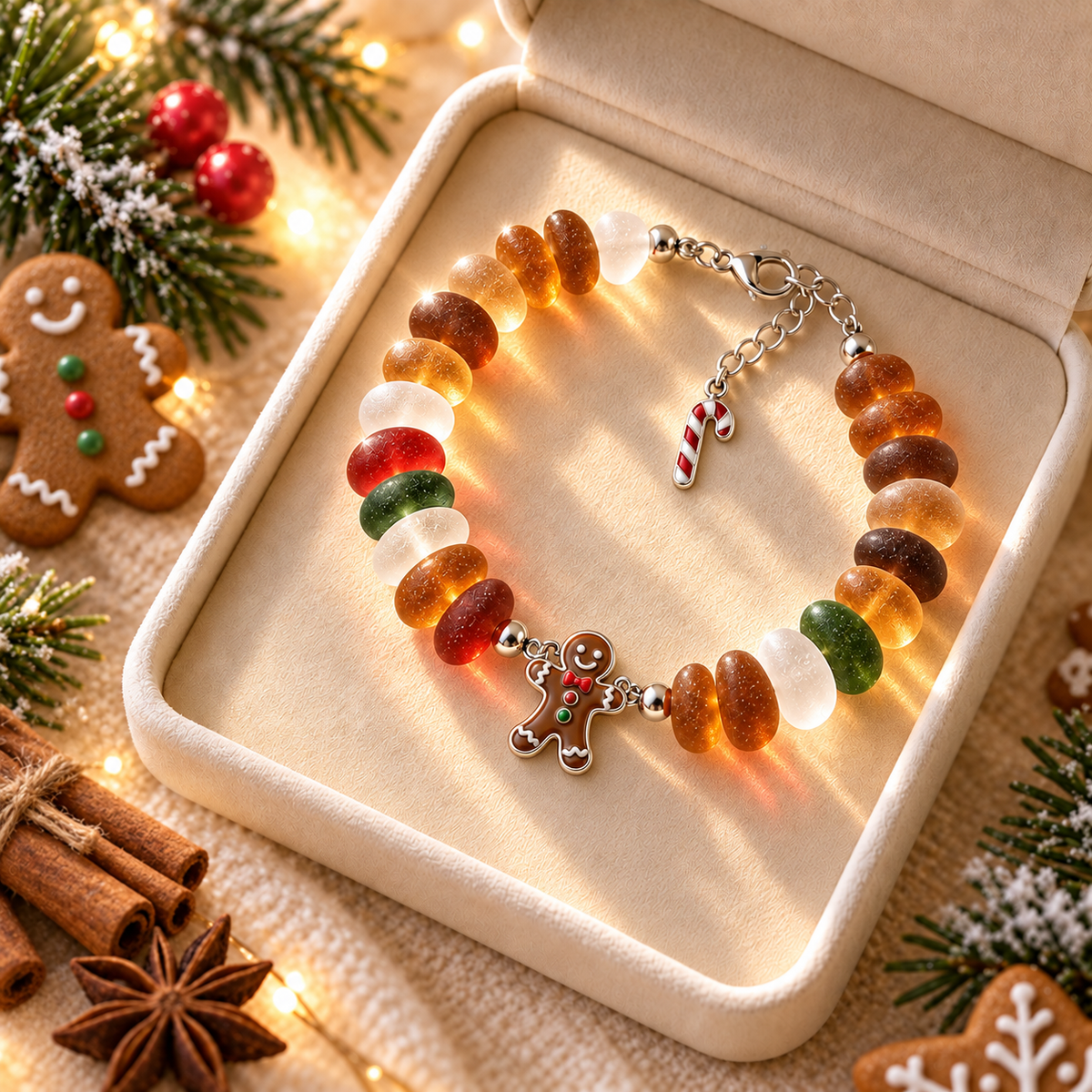 ✨ Christmas Glow Sea Glass Charm Bracelet Collection