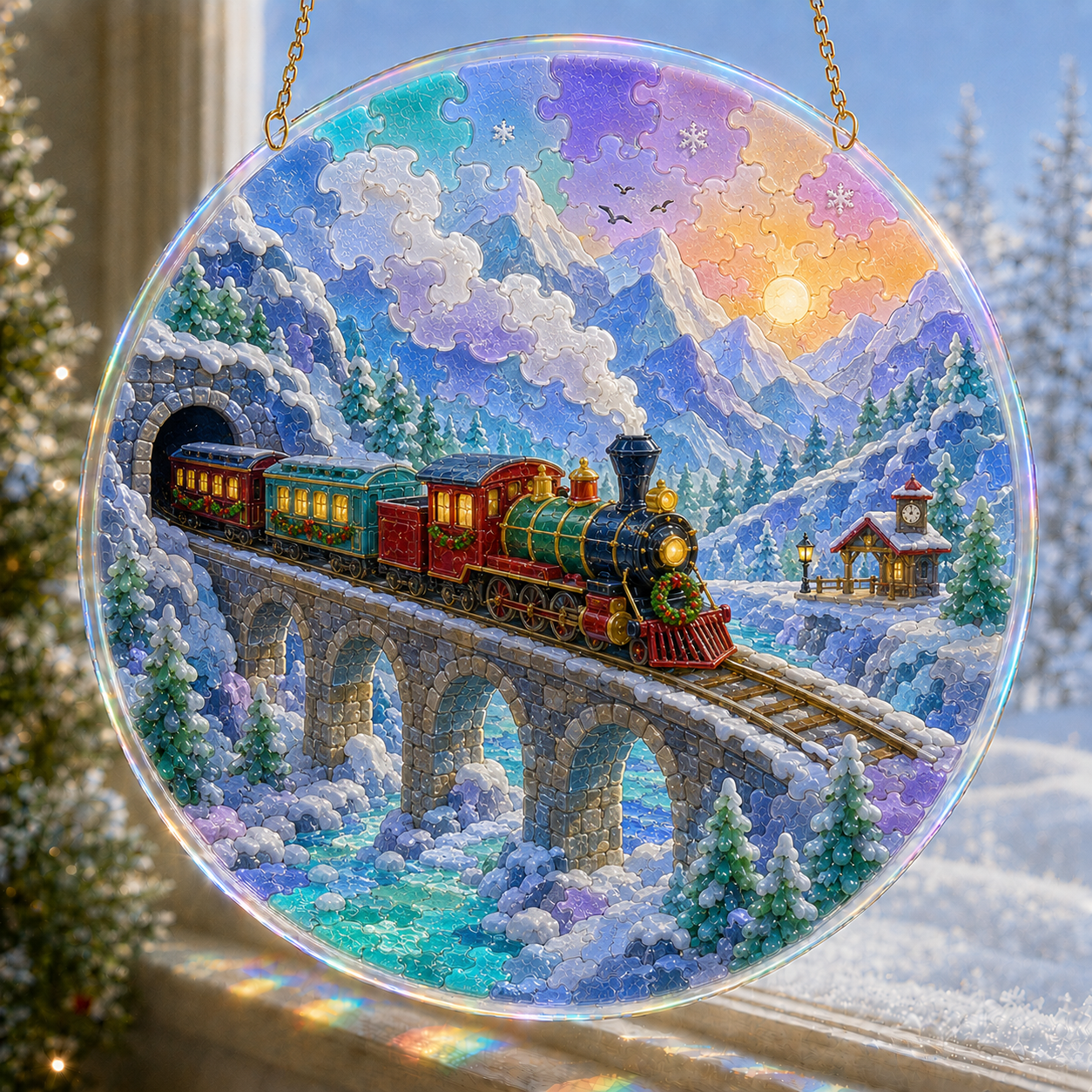 🔥 Limited Time 70% OFF – 🎅✨ Christmas Puzzle Hanging Ornament Kit – Sparkling DIY Window Suncatcher