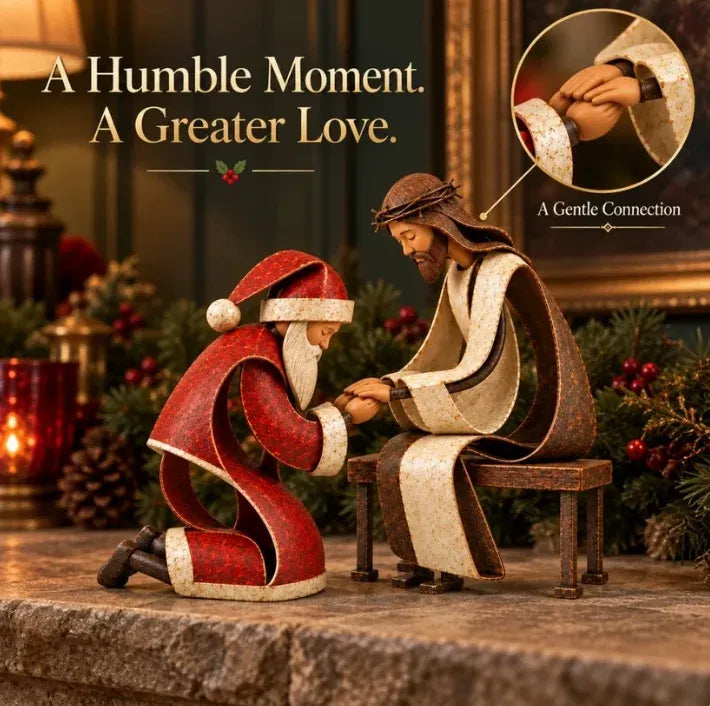 🔥Limited time 70% OFF - 🎅✝️Santa Kneeling Before  Jesus Christmas  Figurines