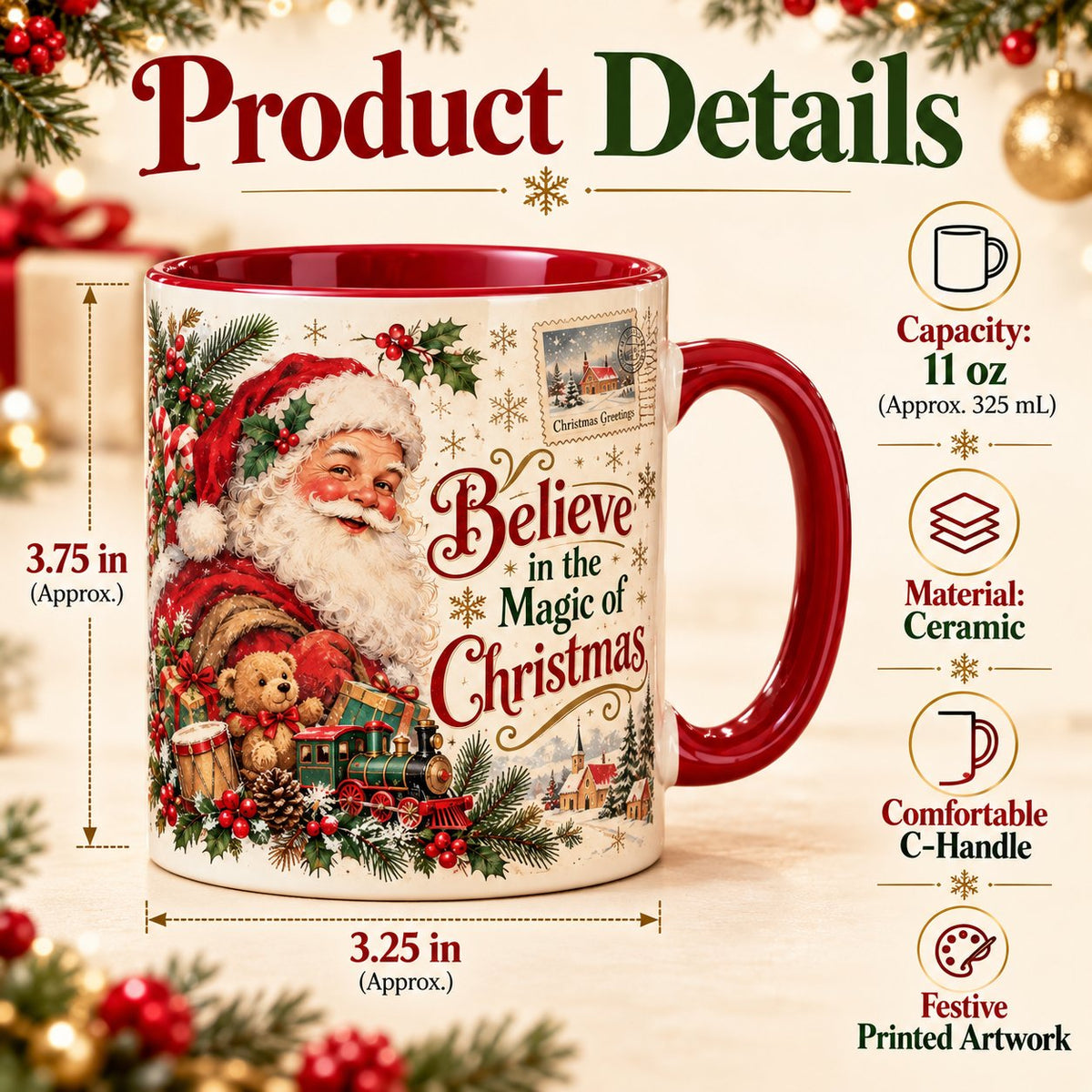 🔥Limited time 49% OFF -🎄☕Vintage Christmas Porcelain Mug – Bring Holiday Charm to Every Sip!