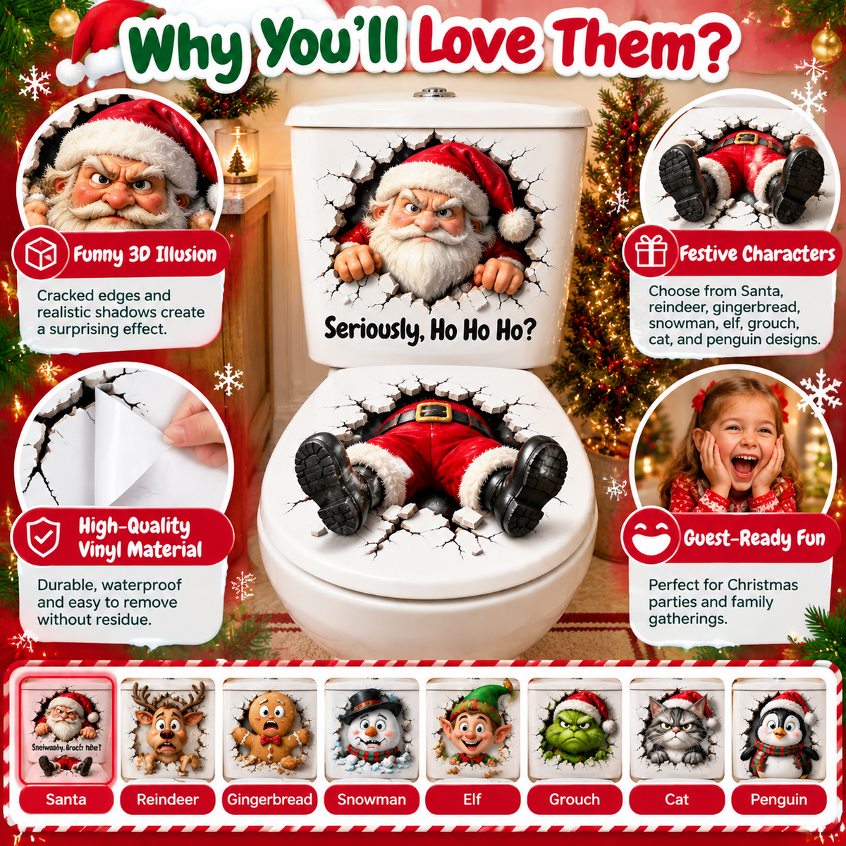 🔥Limited time 49% OFF -🚽🎅 Funny Christmas 3D Illusion Toilet Stickers – The Ultimate Holiday Bathroom Prank!😂