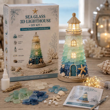 ⏳Last Day: Huge Discounts 🌊 Beginner-Friendly DIY Lighted Sea Glass-Style Lighthouse Kit Collection | Complete Kit with Sea Glass-Style Pieces, LED Lights & Step-by-Step Guide Included 💕