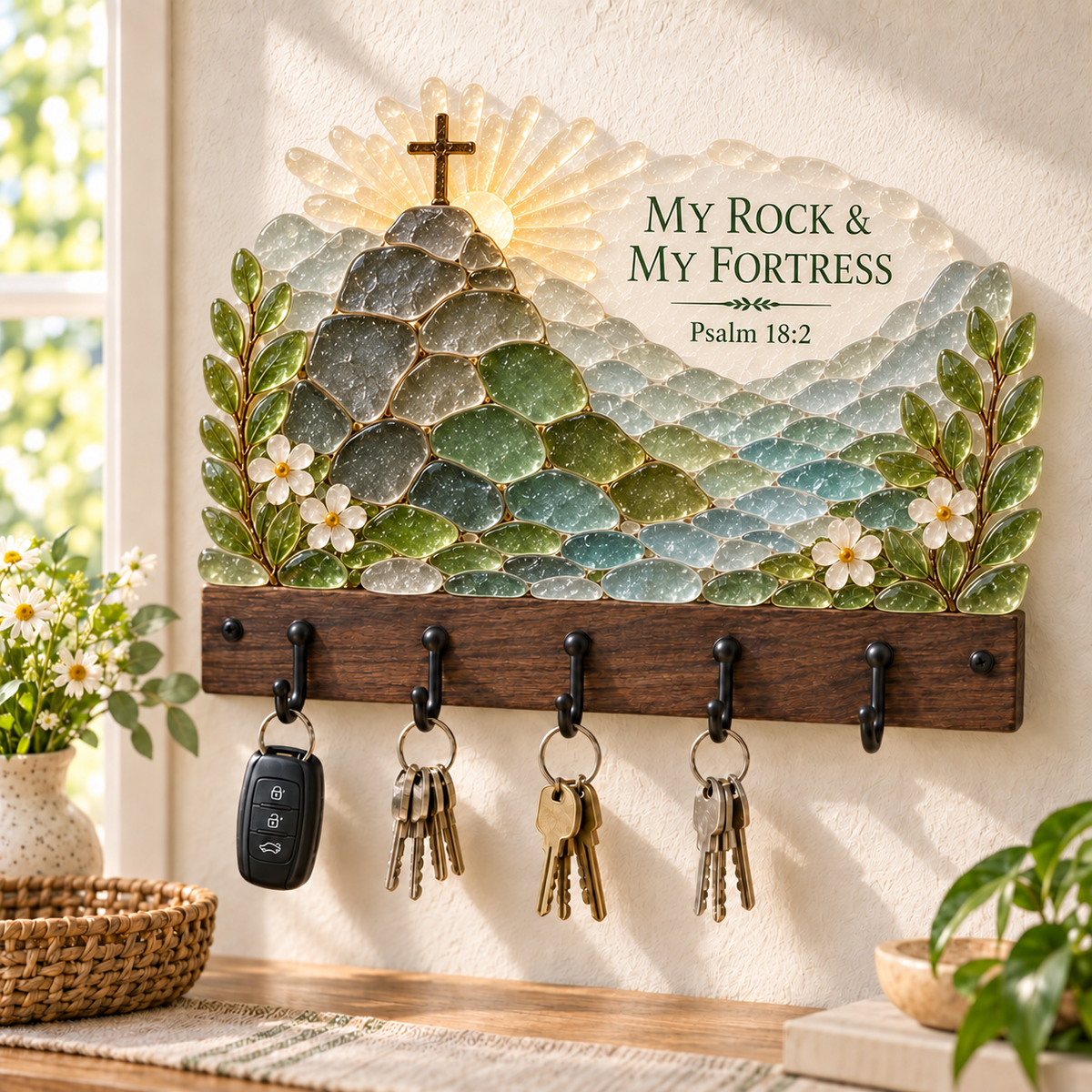 🔥LAST DAY 70% OFF - ✝️Heirloom Faith Sea Glass Key Holder Collection
