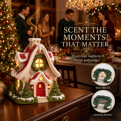 🔥Limited time 70% OFF -🎄 Christmas Cottage Aroma Warmer – Wax Melt & Incense Burner ✨🏠