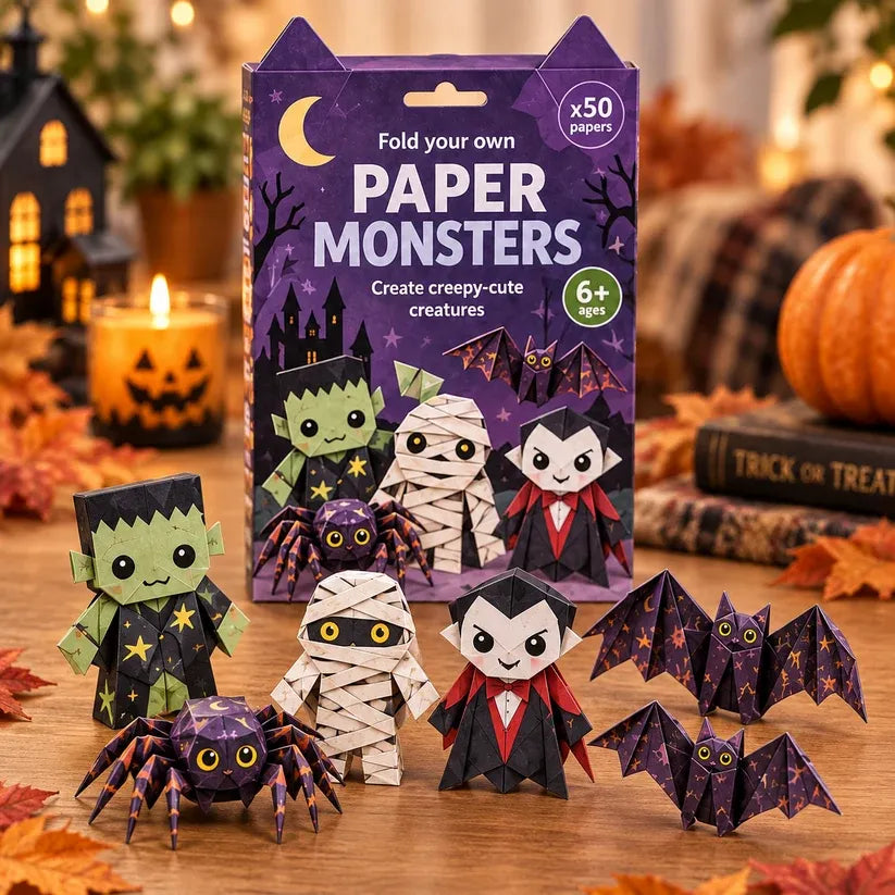 🎃 ✨Halloween 3D Paper Craft Kit – 50 Pre-Printed Sheets + Step-by-Step Guide