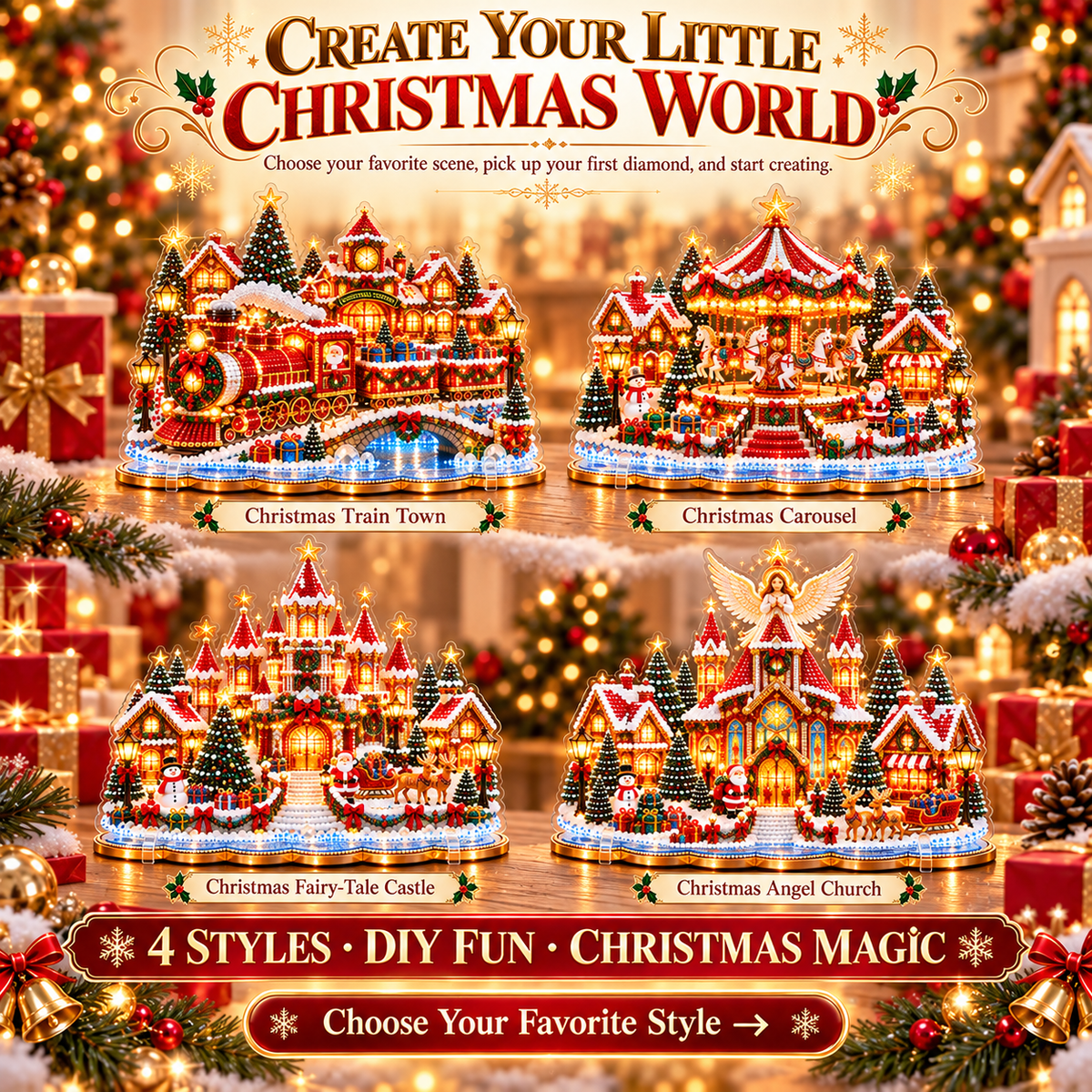 🔥Limited time 49% OFF -🎄❤️ DIY Christmas Village Diamond Art – Make Christmas Memories Together