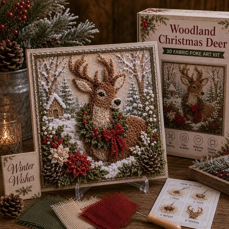 🔥 LAST DAY 50% OFF – 🎄🧵 Premium 3D Christmas Fabric Poke Art Kit