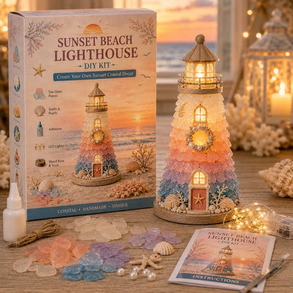 ⏳Last Day: Huge Discounts 🌊 Beginner-Friendly DIY Lighted Sea Glass-Style Lighthouse Kit Collection | Complete Kit with Sea Glass-Style Pieces, LED Lights & Step-by-Step Guide Included 💕