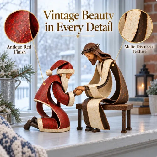 🔥Limited time 70% OFF - 🎅✝️Santa Kneeling Before  Jesus Christmas  Figurines