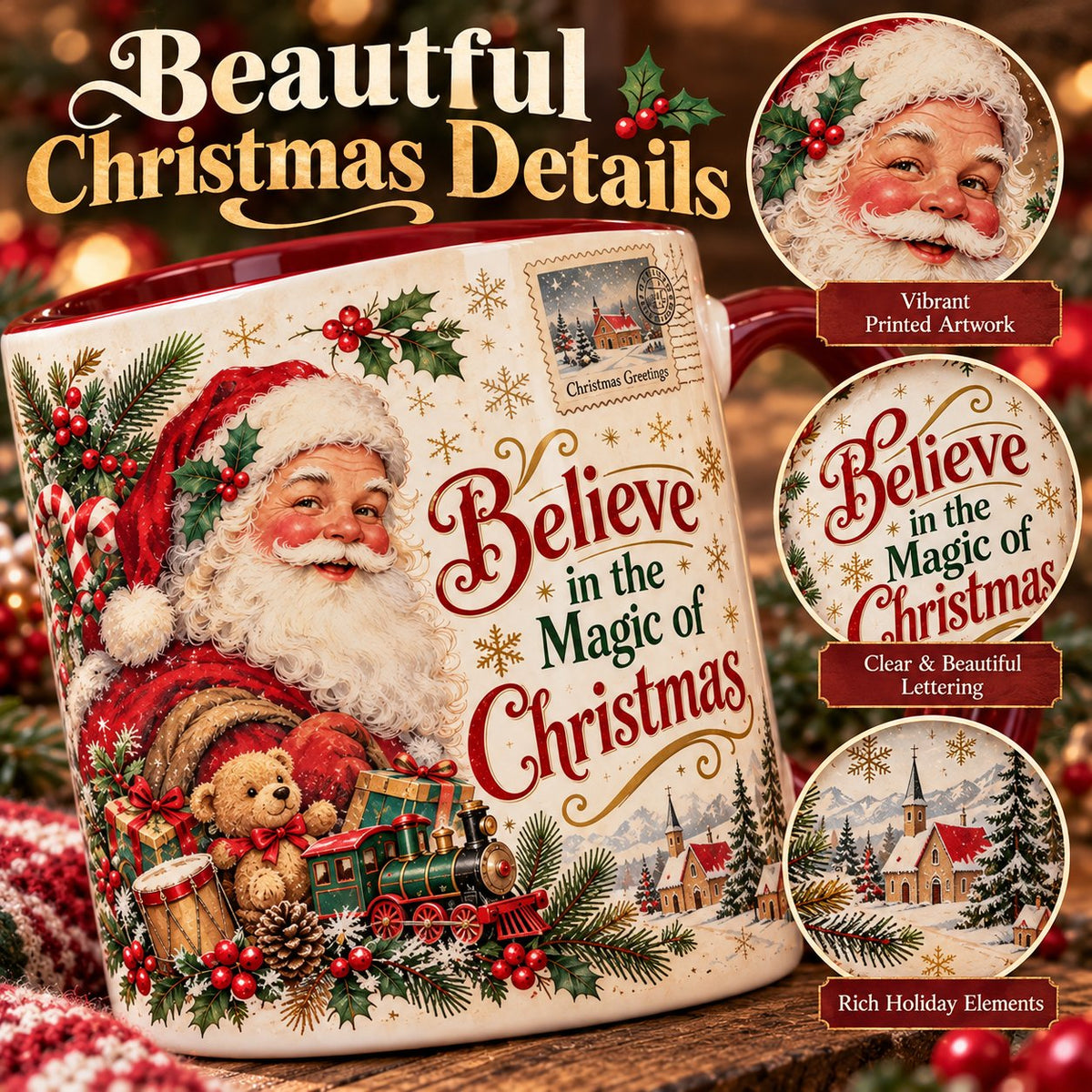 🔥Limited time 49% OFF -🎄☕Vintage Christmas Porcelain Mug – Bring Holiday Charm to Every Sip!