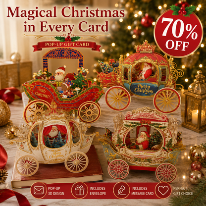 🔥 70% OFF — 3D Christmas Carriage Pop-Up Greeting Card Set 🎅🎄