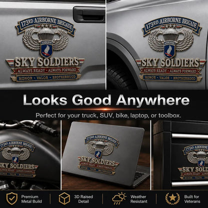 🪂U.S. Army 173rd Airborne Division “Sky Soldiers” Tribute Metal Car Emblem