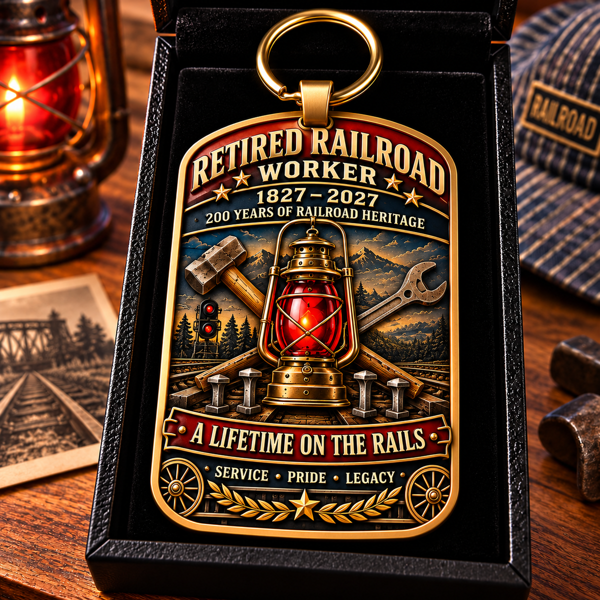 🔥Last 40pcs🚂1827–2027 Retired Railroad Worker 200th Anniversary Commemorative Keychain – The Legacy Lives On
