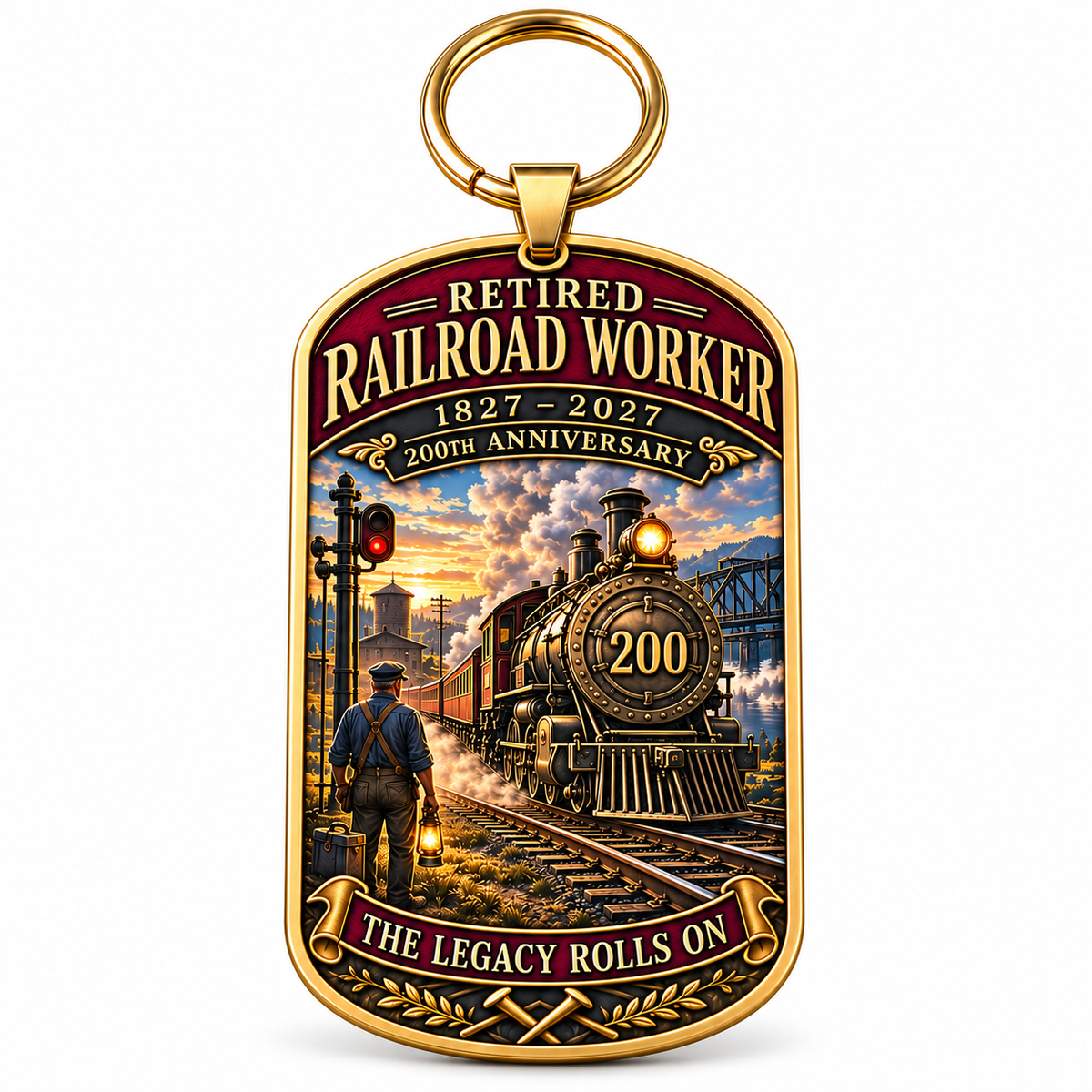 🔥Last 40pcs🚂1827–2027 Retired Railroad Worker 200th Anniversary Commemorative Keychain – The Legacy Lives On