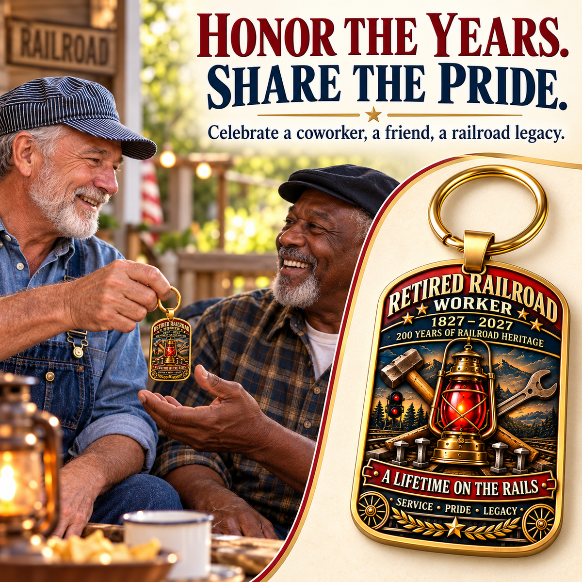 🔥Last 40pcs🚂1827–2027 Retired Railroad Worker 200th Anniversary Commemorative Keychain – The Legacy Lives On