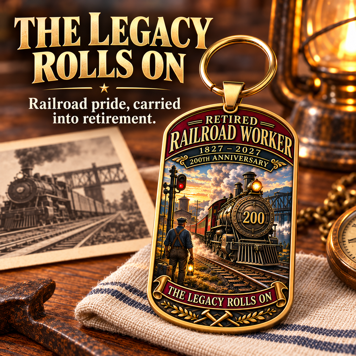 🔥Last 40pcs🚂1827–2027 Retired Railroad Worker 200th Anniversary Commemorative Keychain – The Legacy Lives On