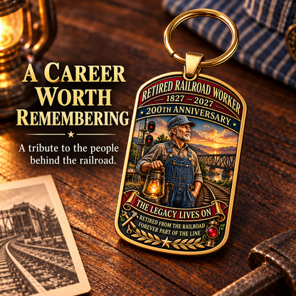 🔥Last 40pcs🚂1827–2027 Retired Railroad Worker 200th Anniversary Commemorative Keychain – The Legacy Lives On