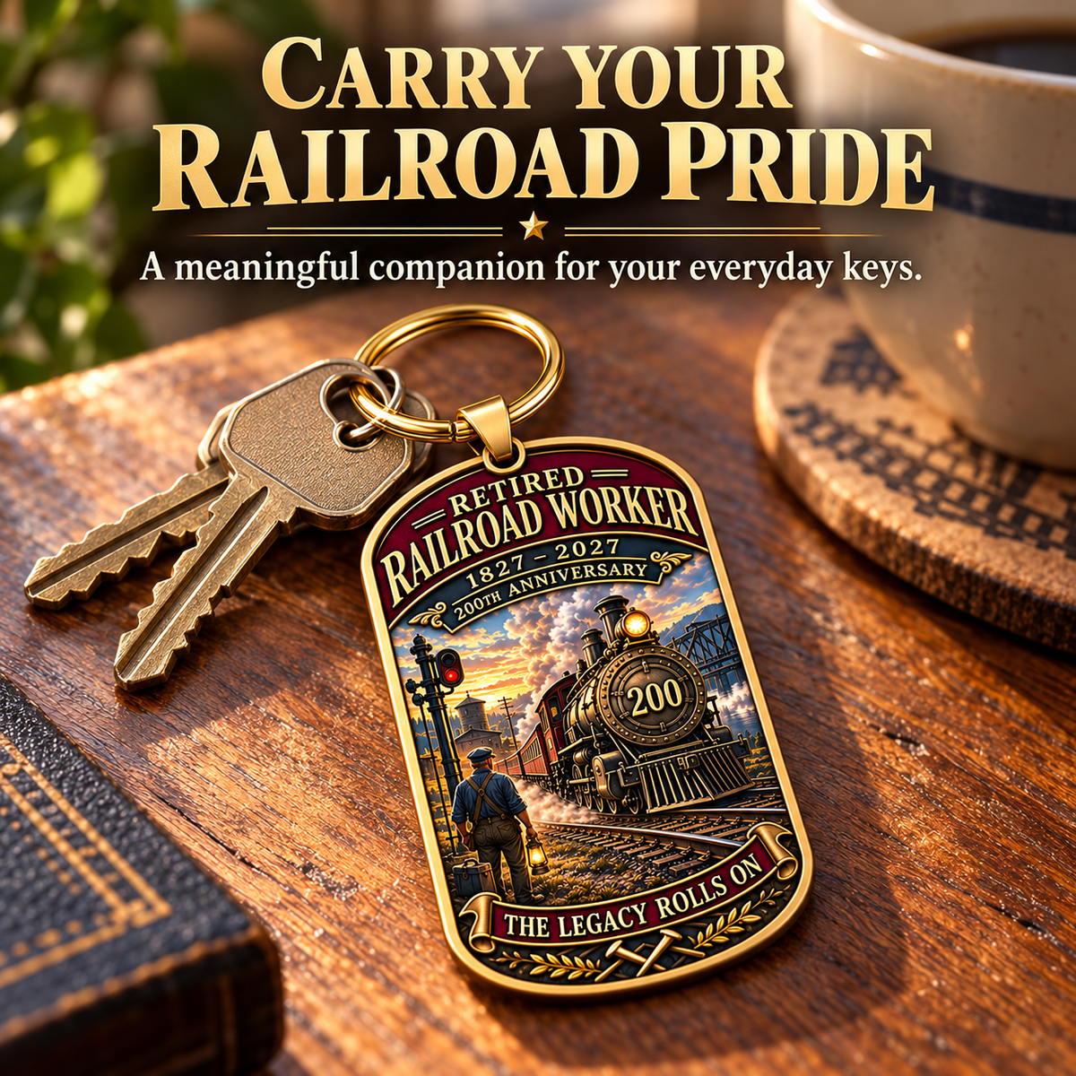 🔥Last 40pcs🚂1827–2027 Retired Railroad Worker 200th Anniversary Commemorative Keychain – The Legacy Lives On