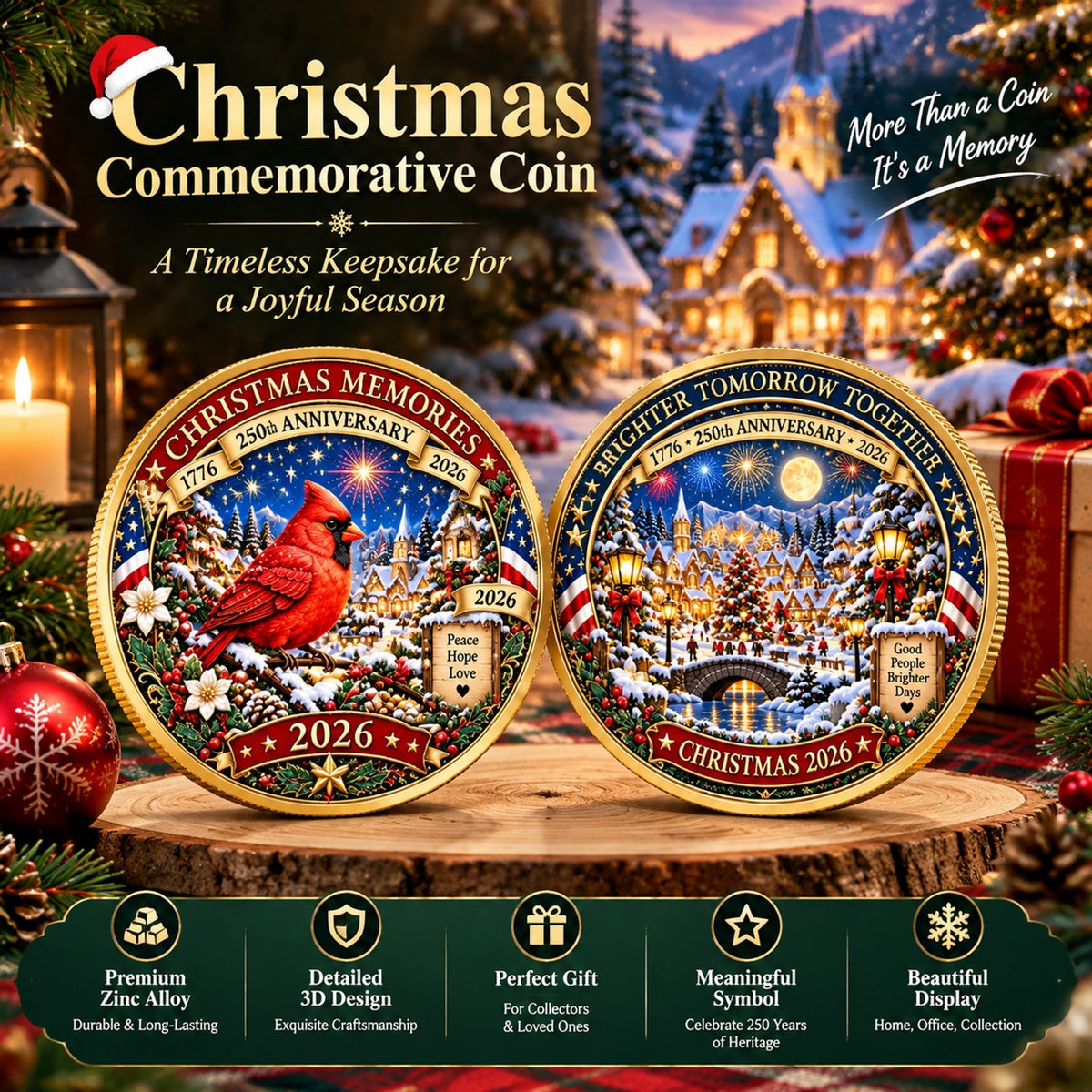 🔥 Limited Time 70% OFF – 🎅🎄 Christmas 250th Anniversary Collectible Coin