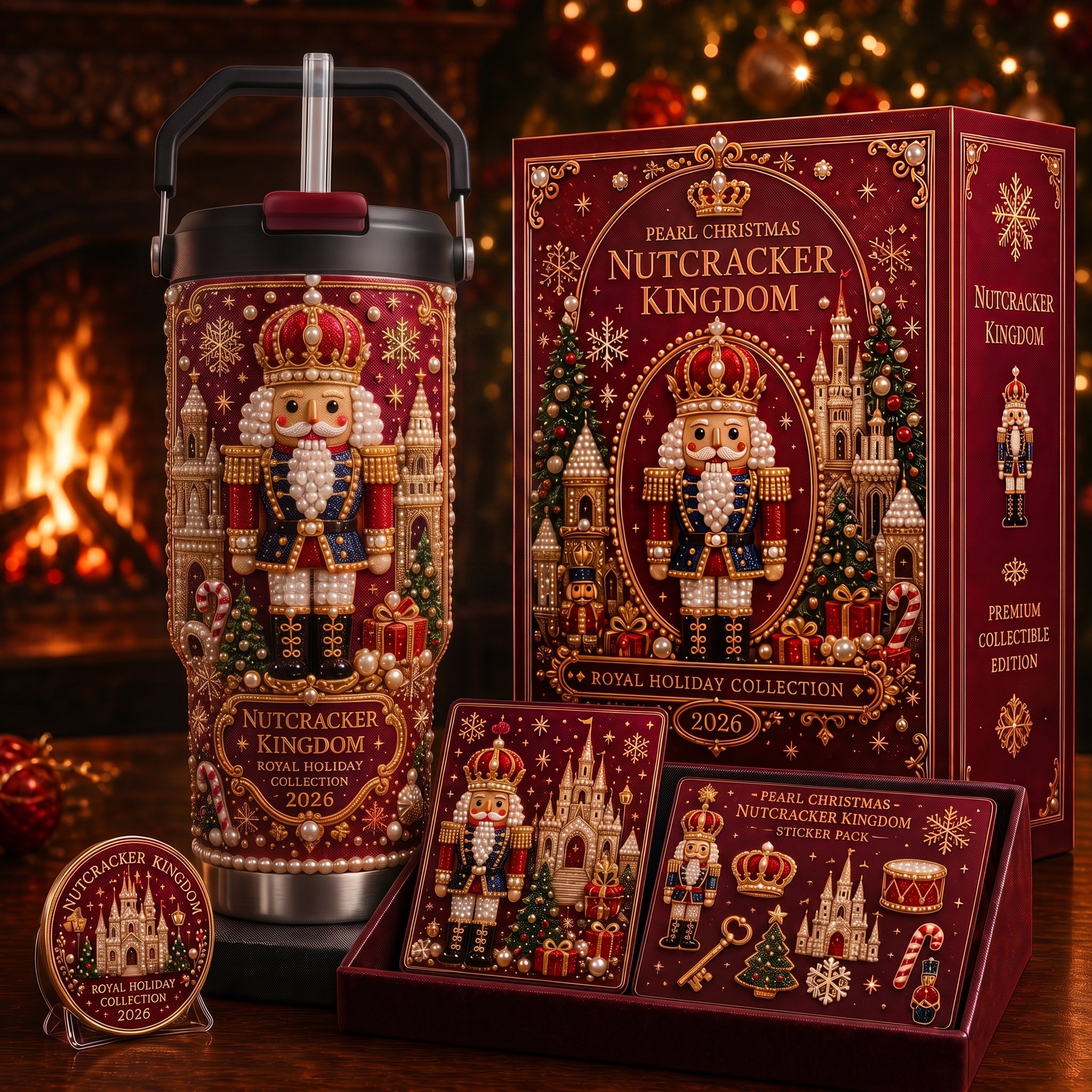 🎅✨ Luxury Christmas Santa 40oz Handle Tumbler – A Magical Holiday Gift
