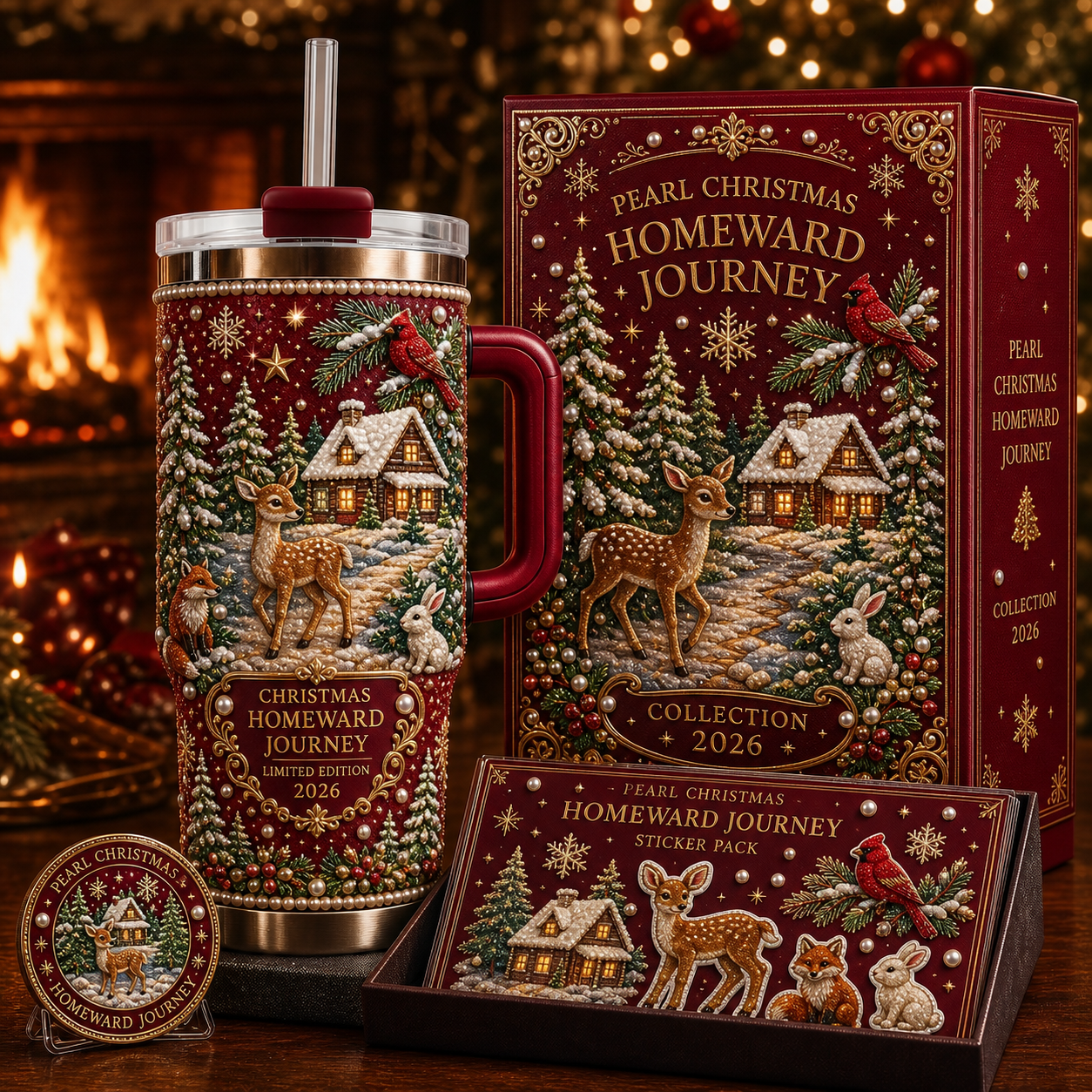🎅✨ Luxury Christmas Santa 40oz Handle Tumbler – A Magical Holiday Gift