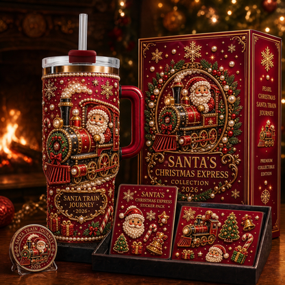 🎅✨ Luxury Christmas Santa 40oz Handle Tumbler – A Magical Holiday Gift