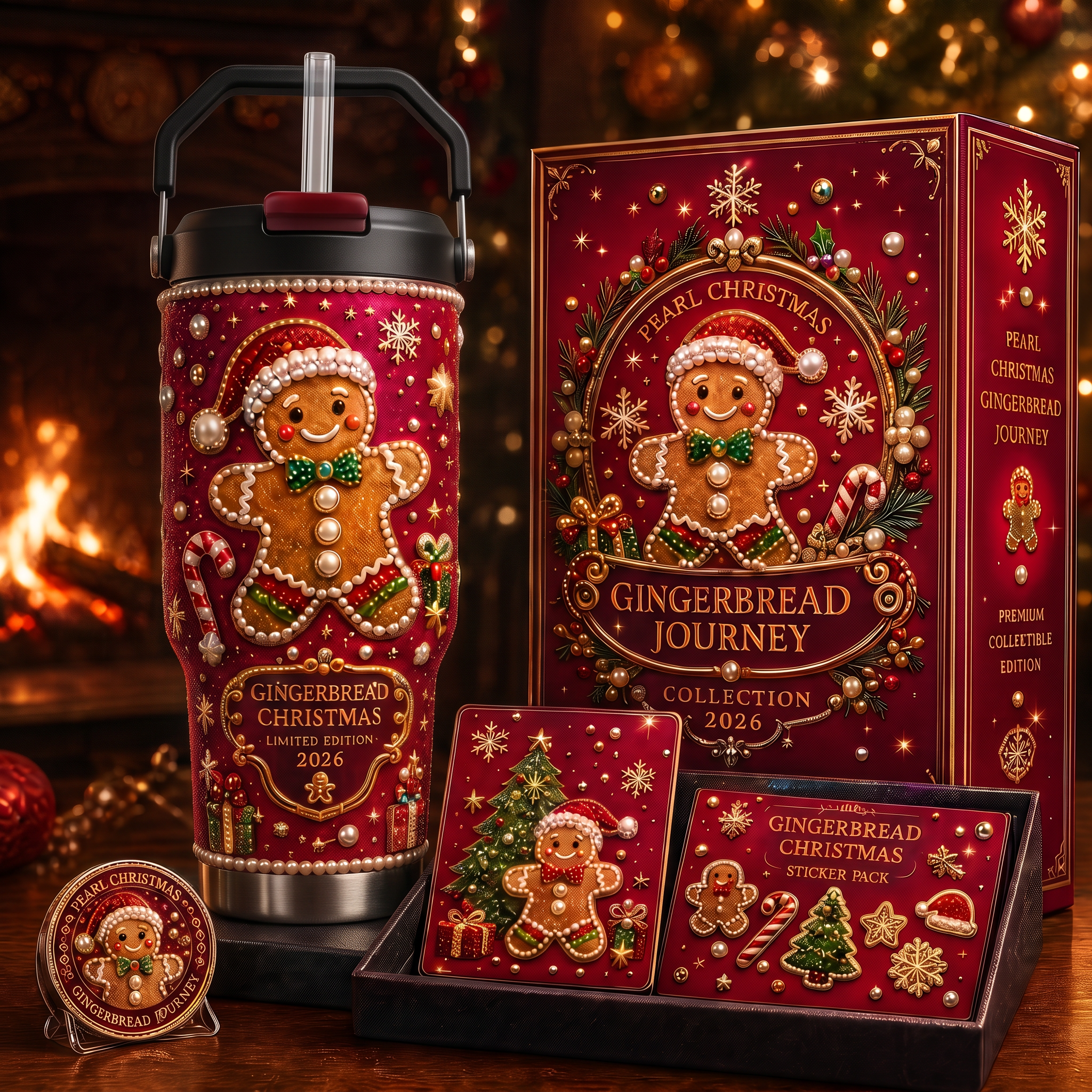 🎅✨ Luxury Christmas Santa 40oz Handle Tumbler – A Magical Holiday Gift
