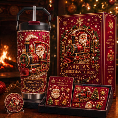 🎅✨ Luxury Christmas Santa 40oz Handle Tumbler – A Magical Holiday Gift
