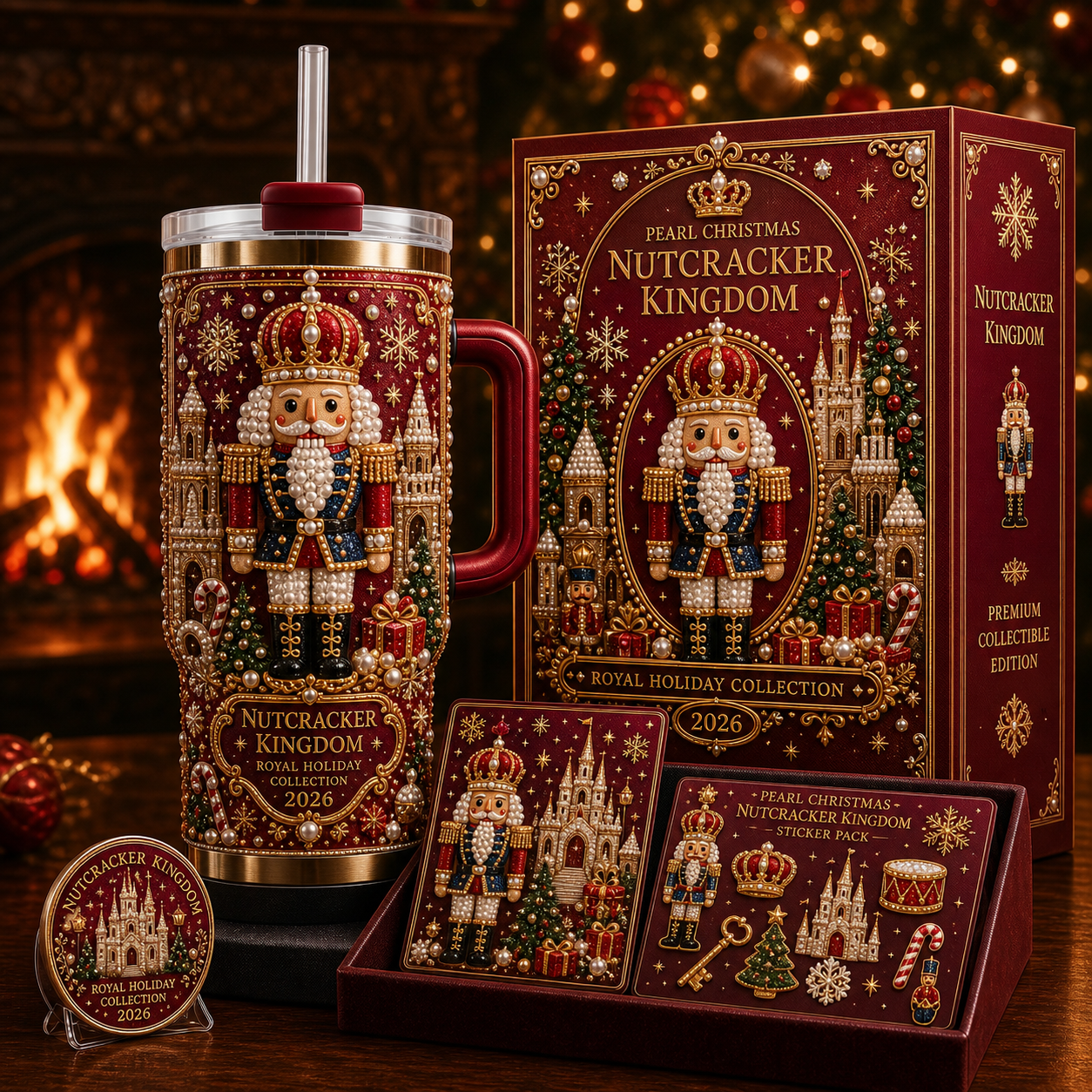 🎅✨ Luxury Christmas Santa 40oz Handle Tumbler – A Magical Holiday Gift
