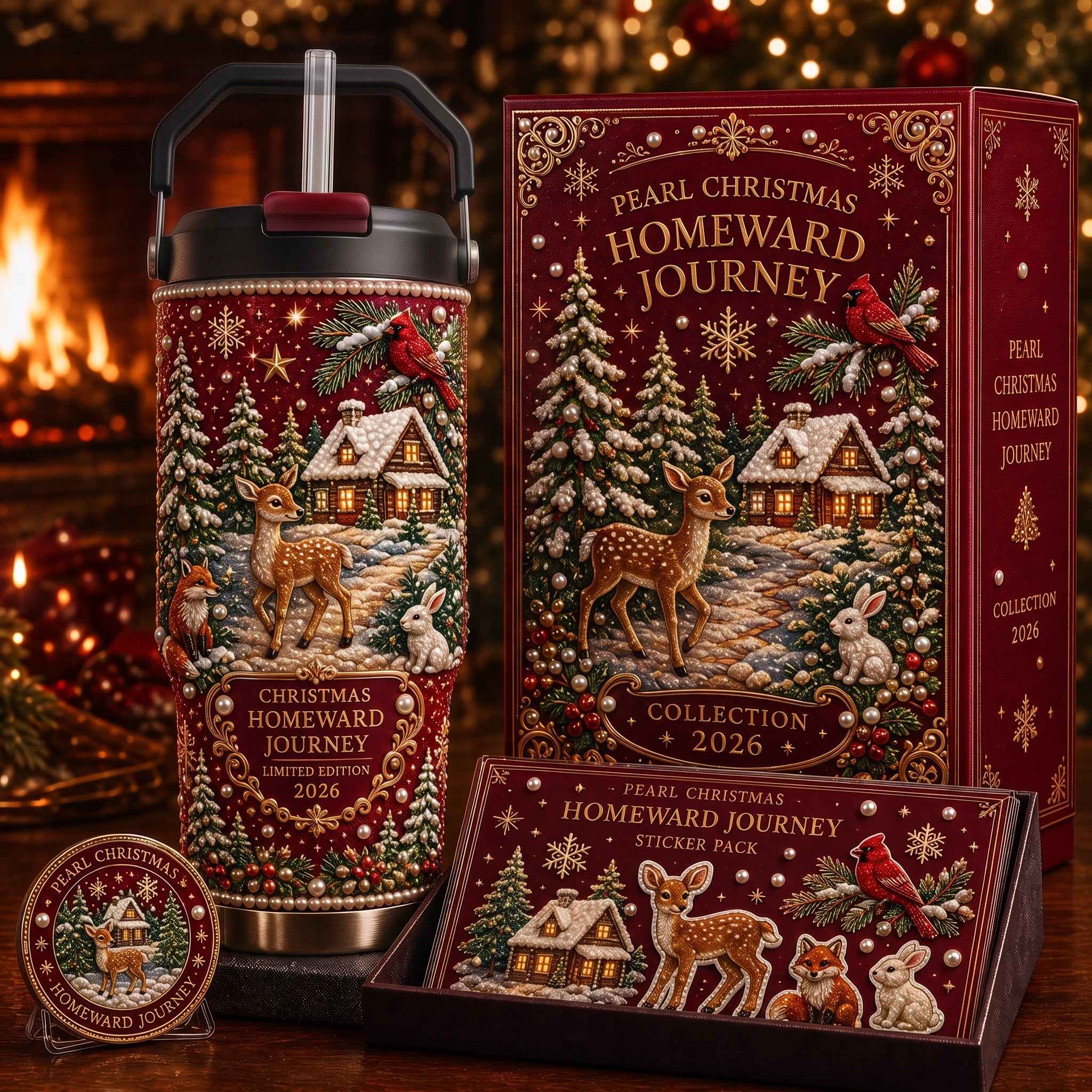 🎅✨ Luxury Christmas Santa 40oz Handle Tumbler – A Magical Holiday Gift